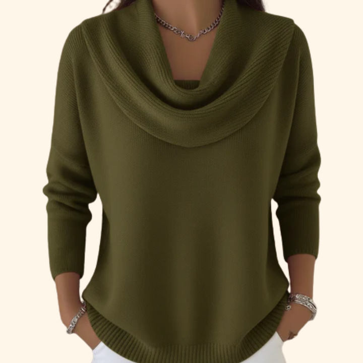 Women’s Elegant Sweater with Draped Collar