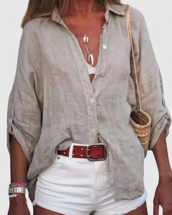 Women’s Sophisticated Collared Top with Loose Fit