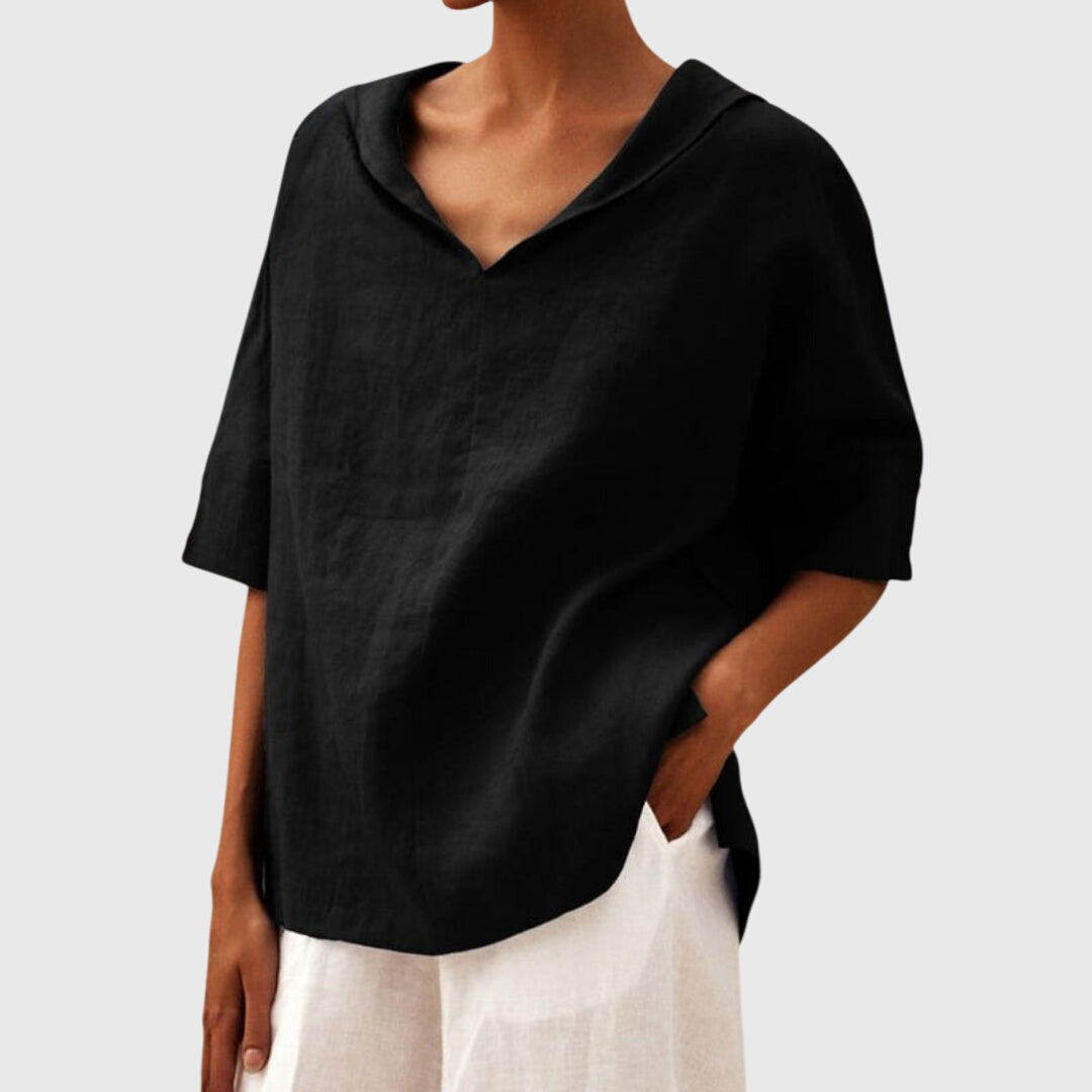 Women’s Casual Loose-Fit Blouse with V-Neck