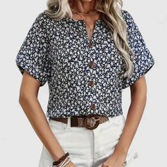 Women’s Floral Blouse with Button-Up Front