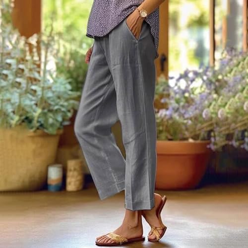 Women’s Relaxed Cropped Pants with Elastic Waistband