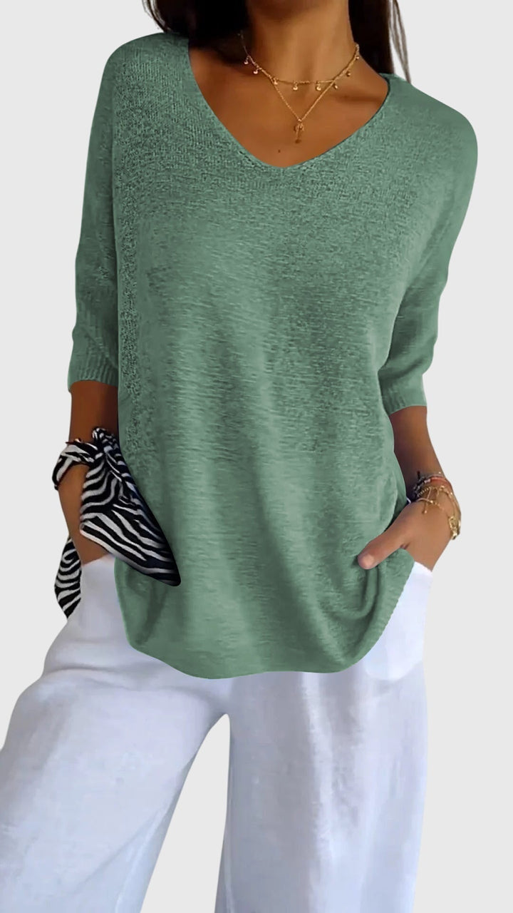 Women’s Elegant V-Neck Top with Soft Knit