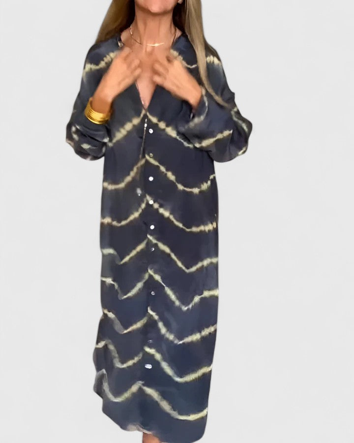 Amelie | Women’s Boho Striped Maxi Dress with V-Neck