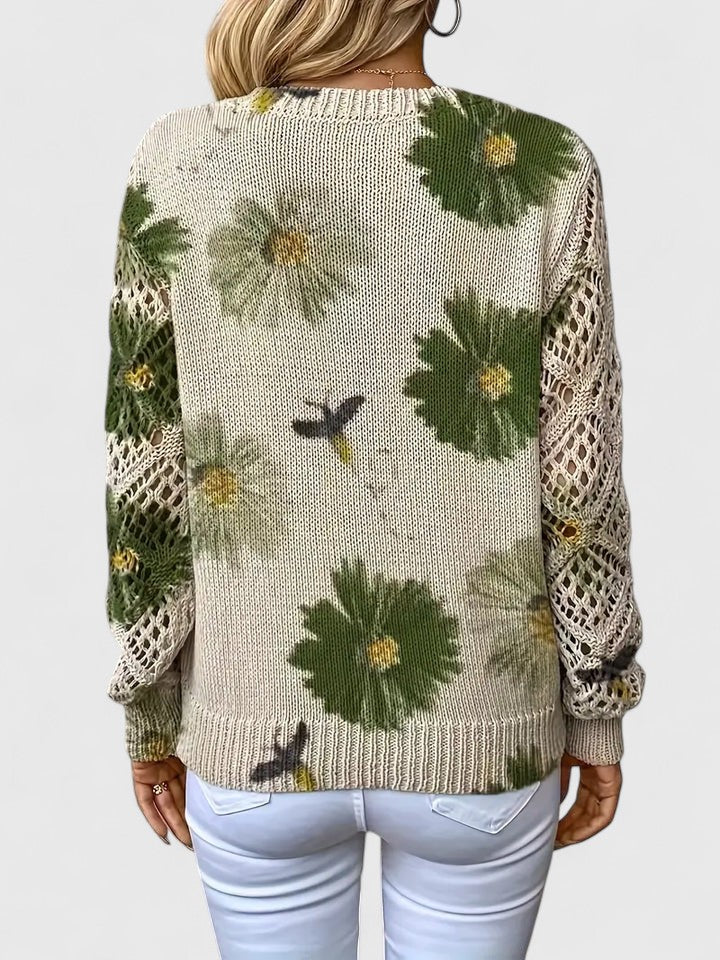 Aubrielynn | Women’s Floral Knit Sweater with V-Neck