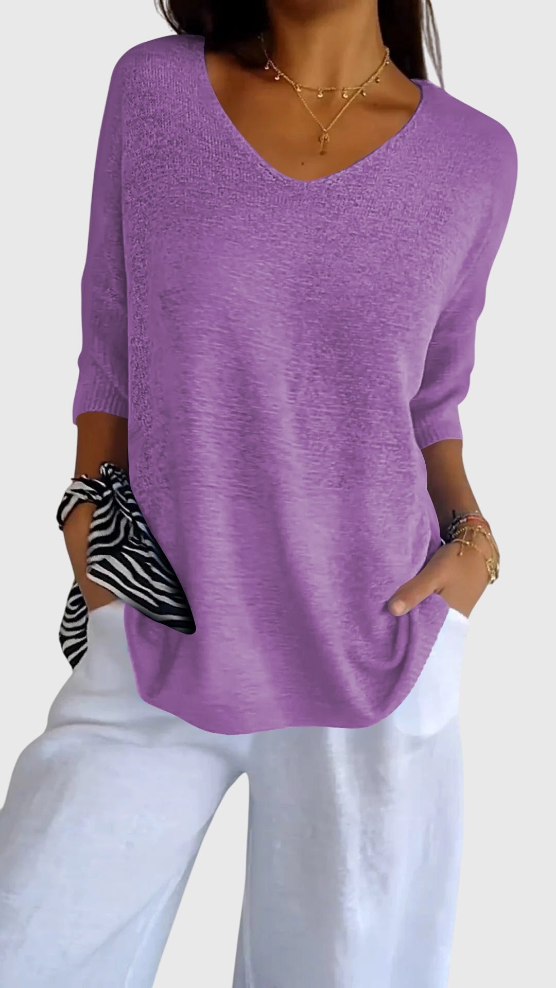 Women’s Elegant V-Neck Top with Soft Knit