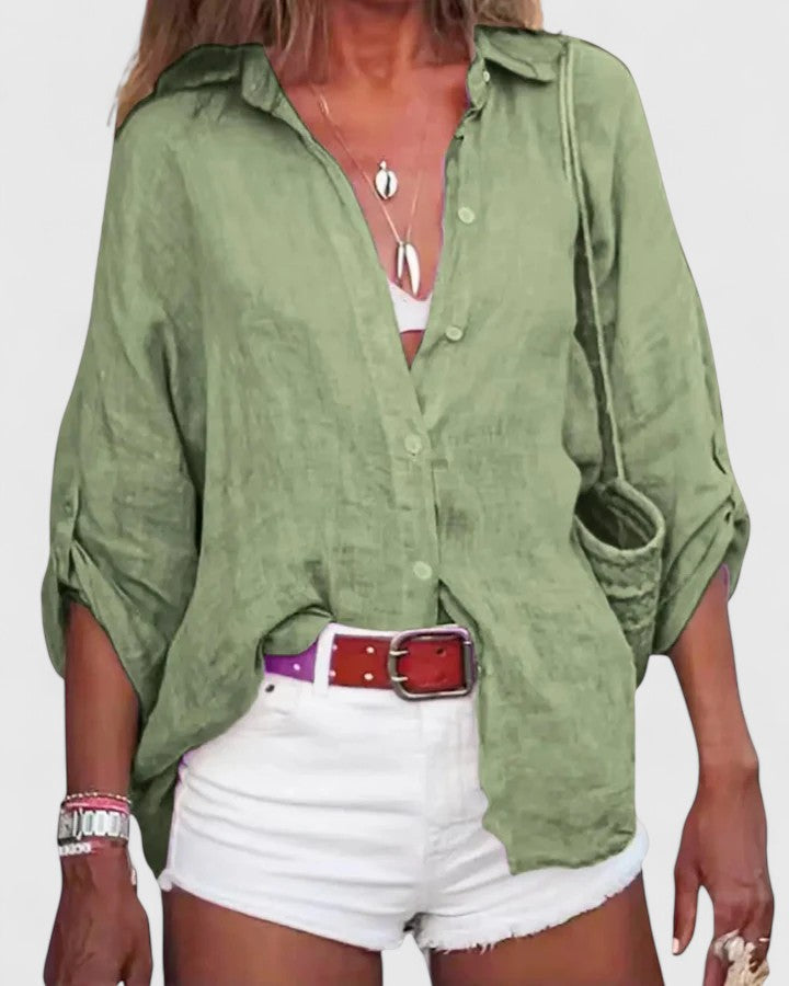 Women’s Sophisticated Collared Top with Loose Fit
