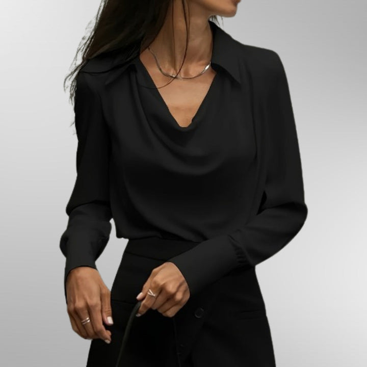 Women’s Elegant Blouse with Draped Neckline