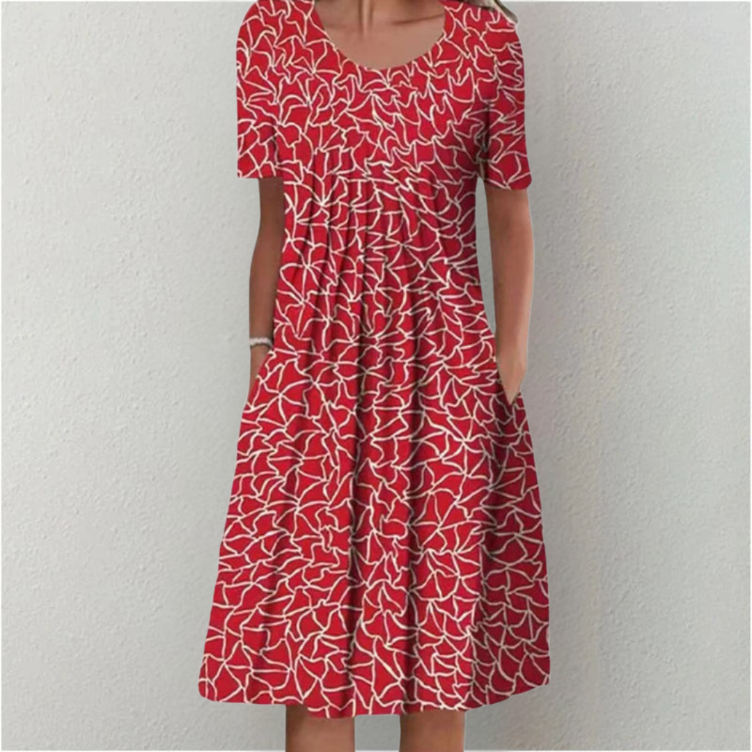 Women’s Vibrant Floral Dress with Pockets