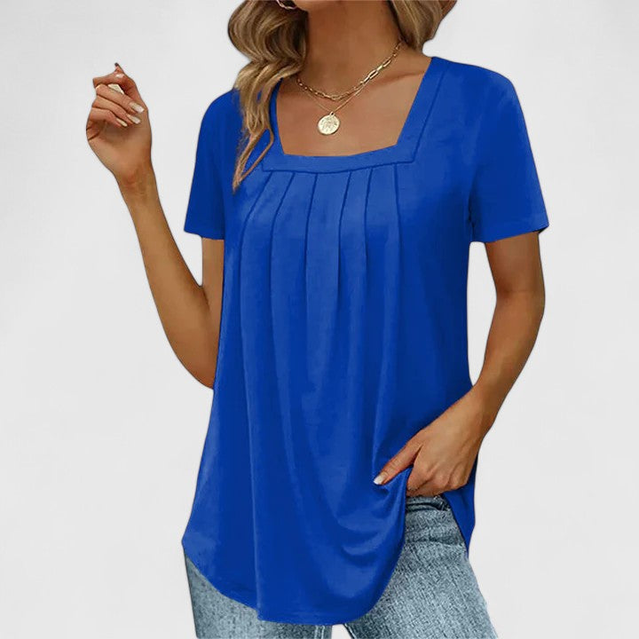 Lenabria | Women’s Pleated Blouse with Square Neckline