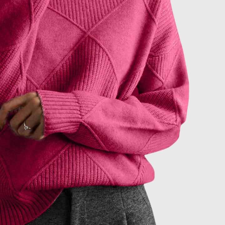 Women’s Geometric Pattern Turtleneck Sweater with Warmth