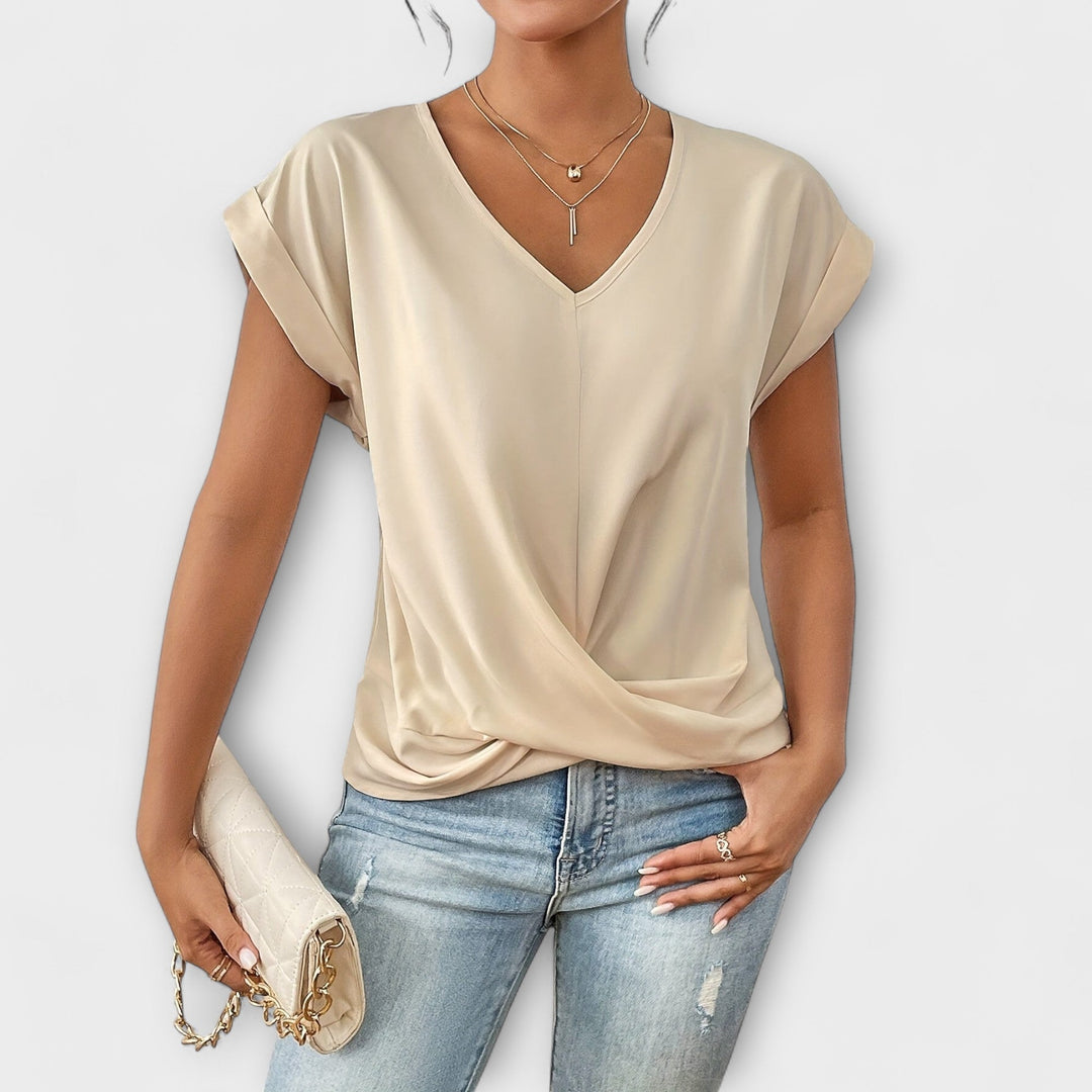 Women’s Elegant V-Neck Top with Button Detailing