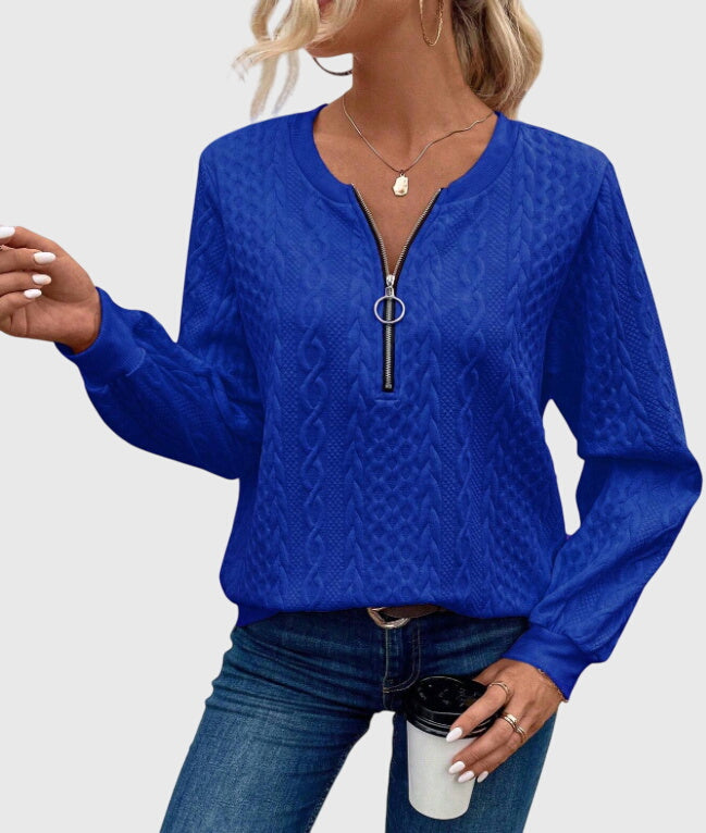 Nora | Women’s Cable Knit Sweater with Zipper