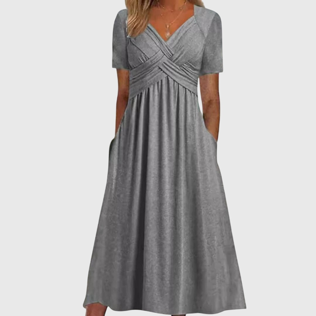 Women’s Crossed Bodice Dress with Pockets
