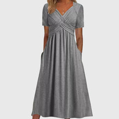 Women’s Crossed Bodice Dress with Pockets