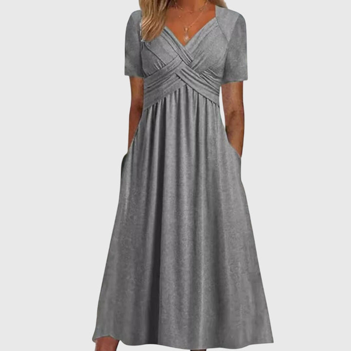 Women’s Crossed Bodice Dress with Pockets