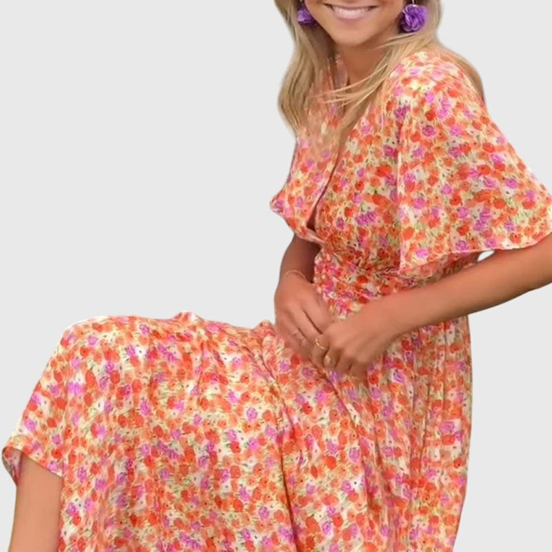 Alice | Women’s Floral Maxi Dress with Cinched Waist