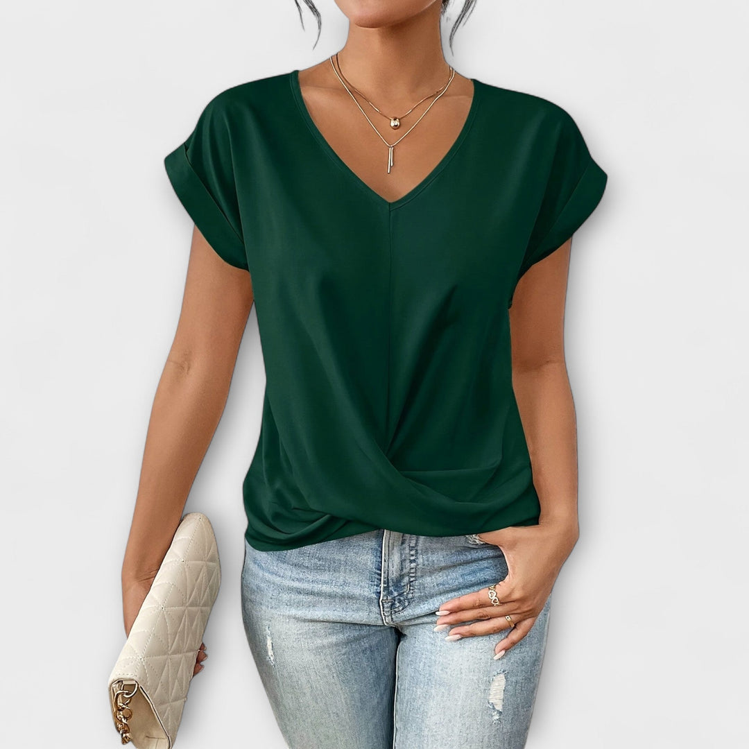 Women’s Elegant V-Neck Top with Button Detailing