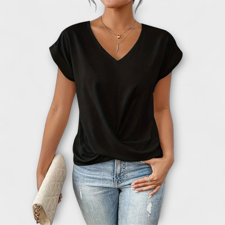 Women’s Elegant V-Neck Top with Button Detailing