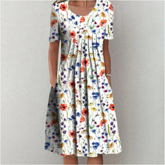 Women’s Vibrant Floral Dress with Pockets