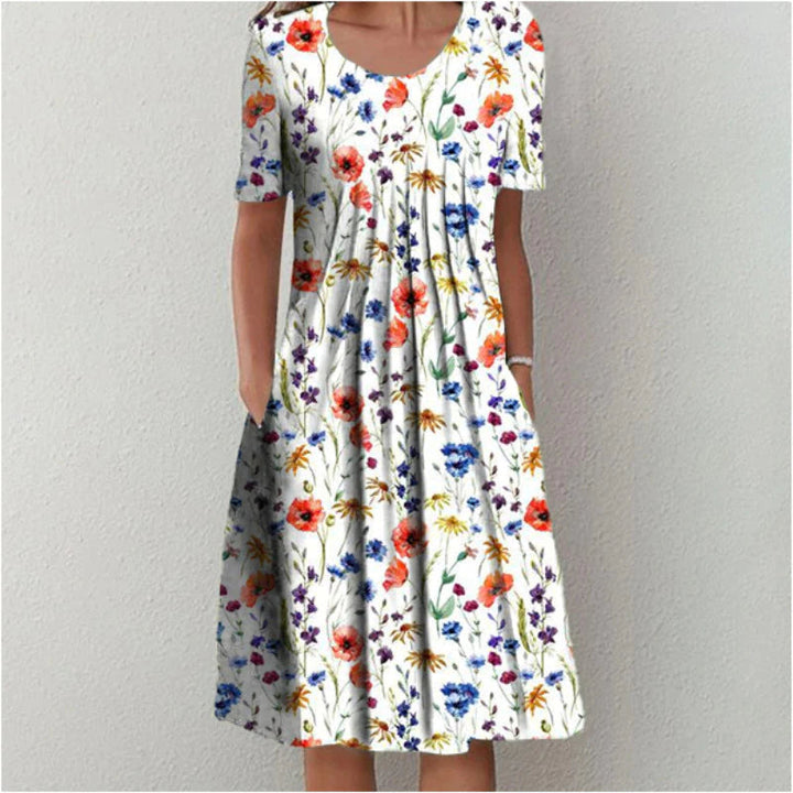 Women’s Vibrant Floral Dress with Pockets