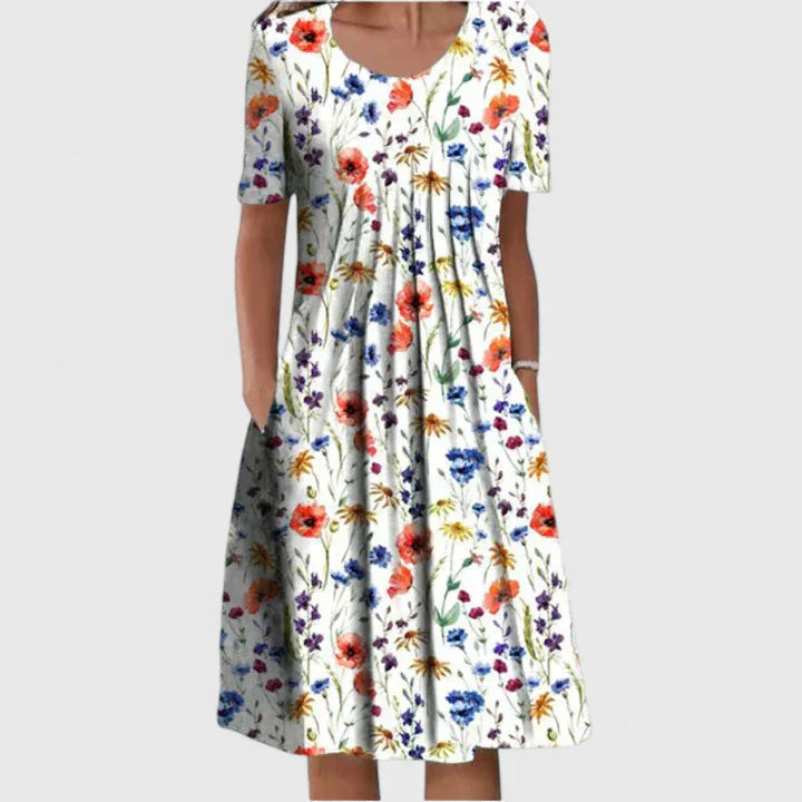 Women’s Vibrant Floral Dress with Pockets