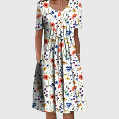 Women’s Vibrant Floral Dress with Pockets