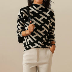 Vaeni | Women’s Elegant Sweater with Geometric Pattern