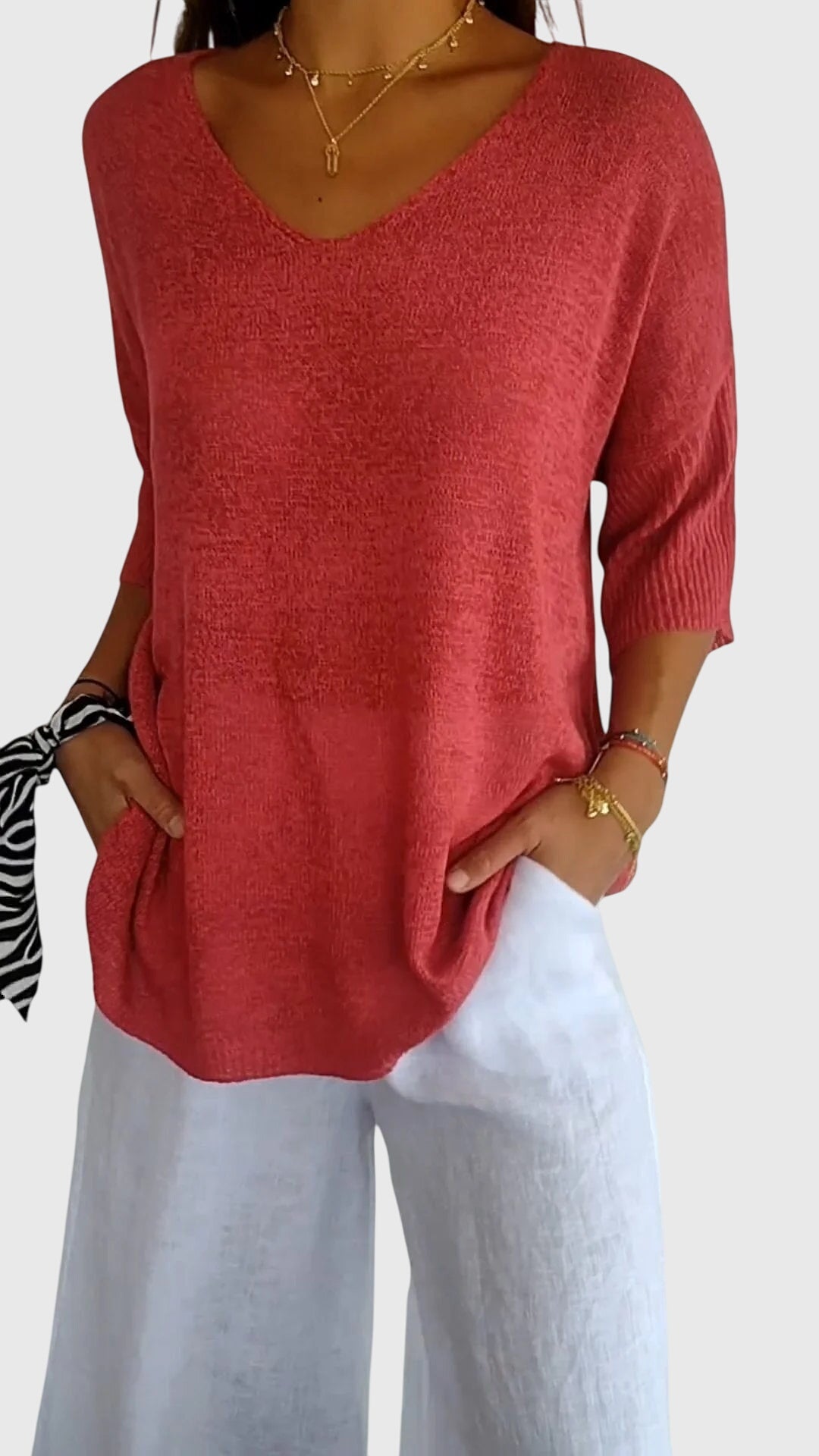 Women’s Elegant V-Neck Top with Soft Knit