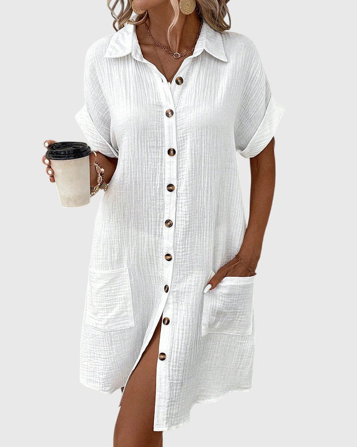 Women’s Relaxed Button-Front Dress with Pockets