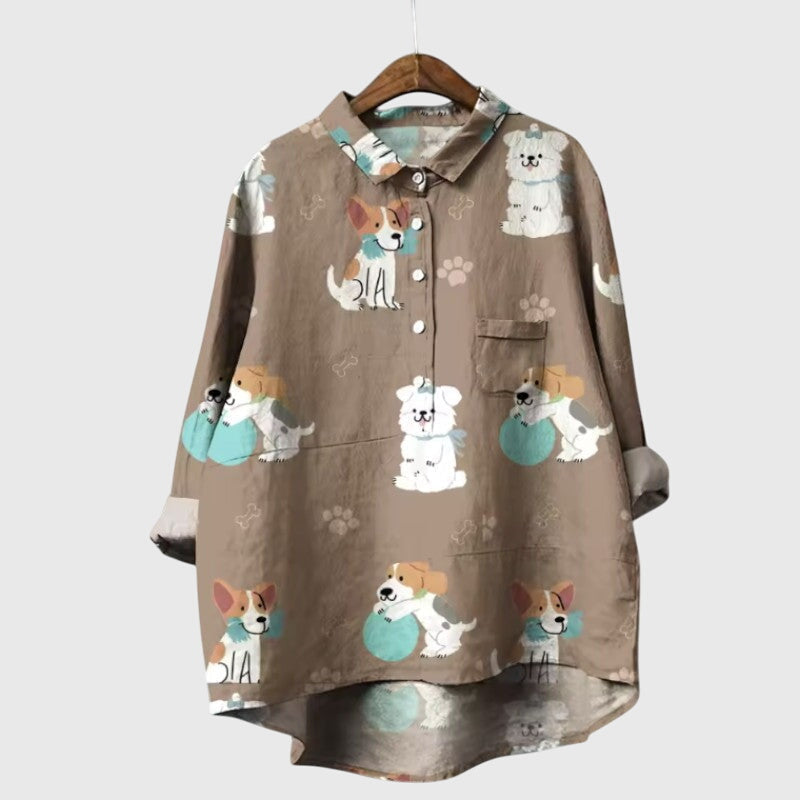 Women’s Elva Blouse with Dog Motifs