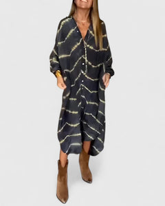 Amelie | Women’s Boho Striped Maxi Dress with V-Neck
