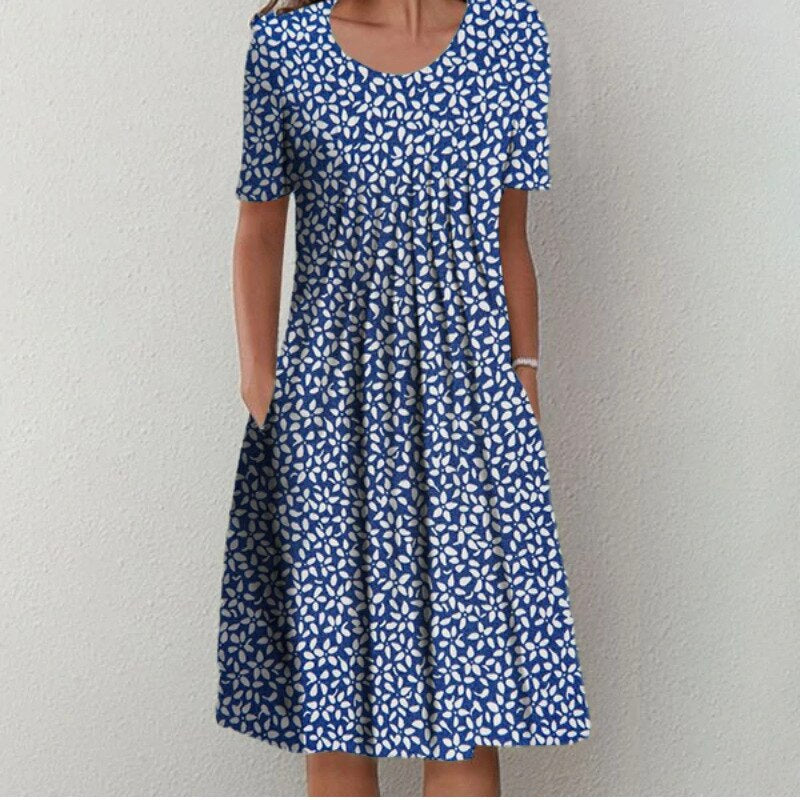 Women’s Vibrant Floral Dress with Pockets