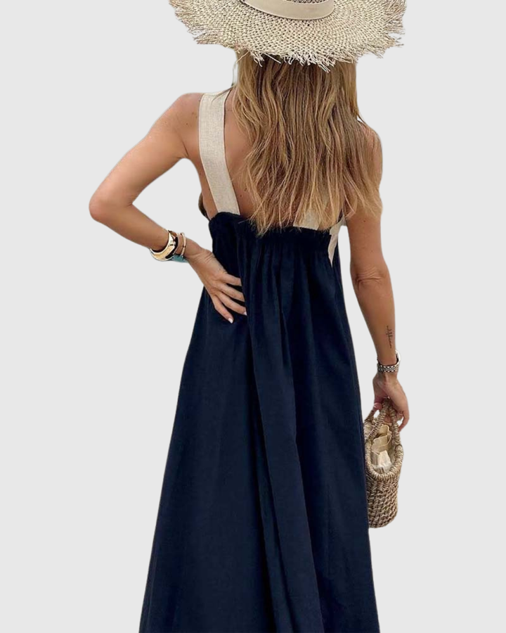 Women’s Cross-Neck Dress with Halter Accent