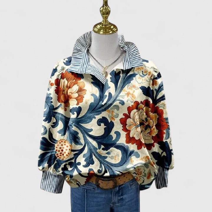 Women’s Elegant Blouse with 3D Floral Detail