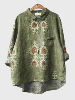 Women’s Floral Print Blouse with Button Placket