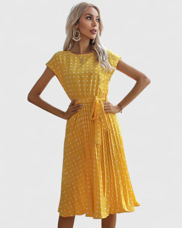 Women’s Polka Dot Dress with Waist Belt