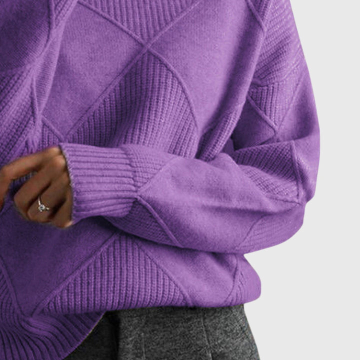 Women’s Geometric Pattern Turtleneck Sweater with Warmth