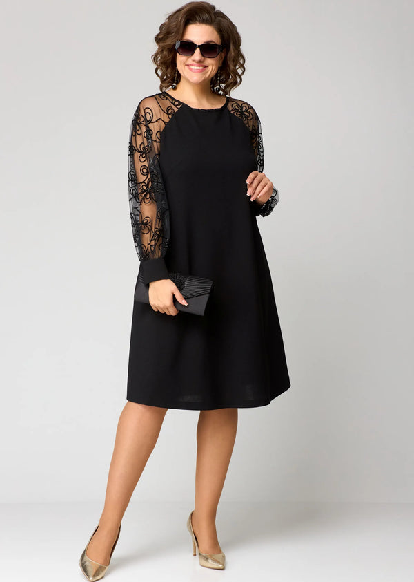 Women’s Elegant Dress with Embroidered Sleeves