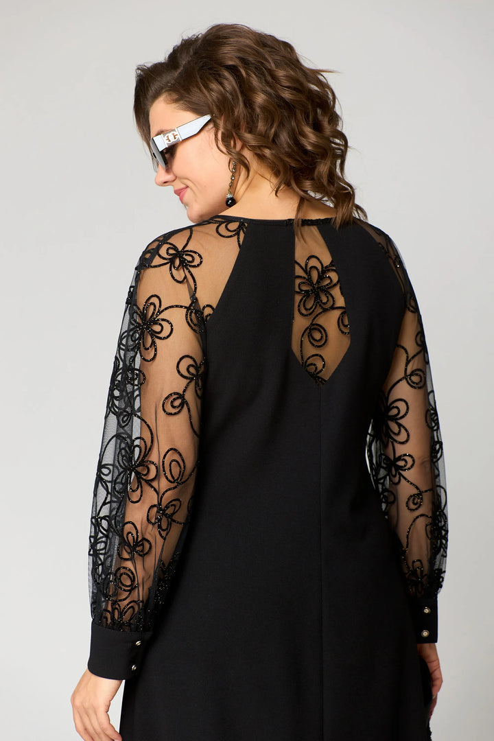Women’s Elegant Dress with Embroidered Sleeves