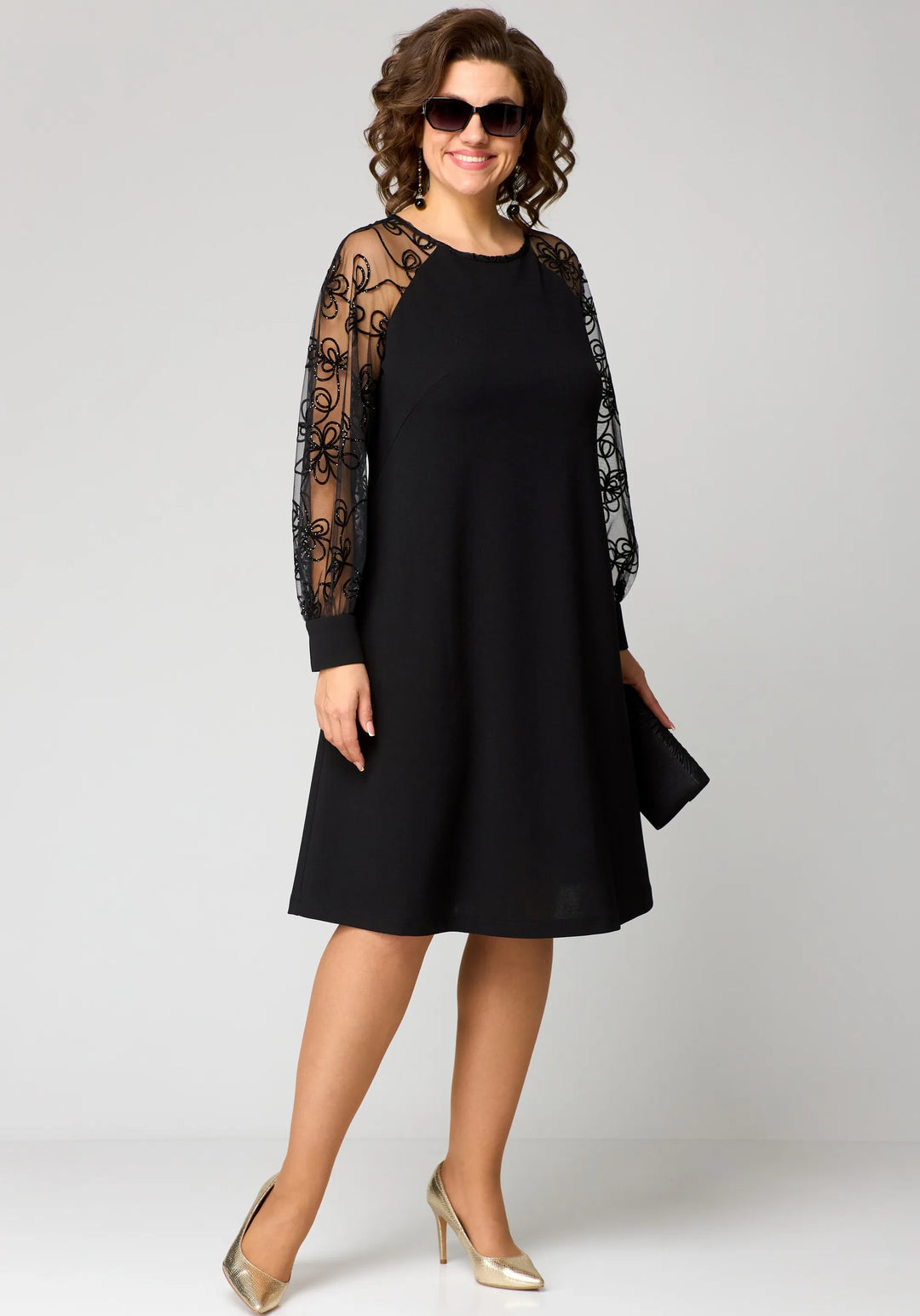 Women’s Elegant Dress with Embroidered Sleeves