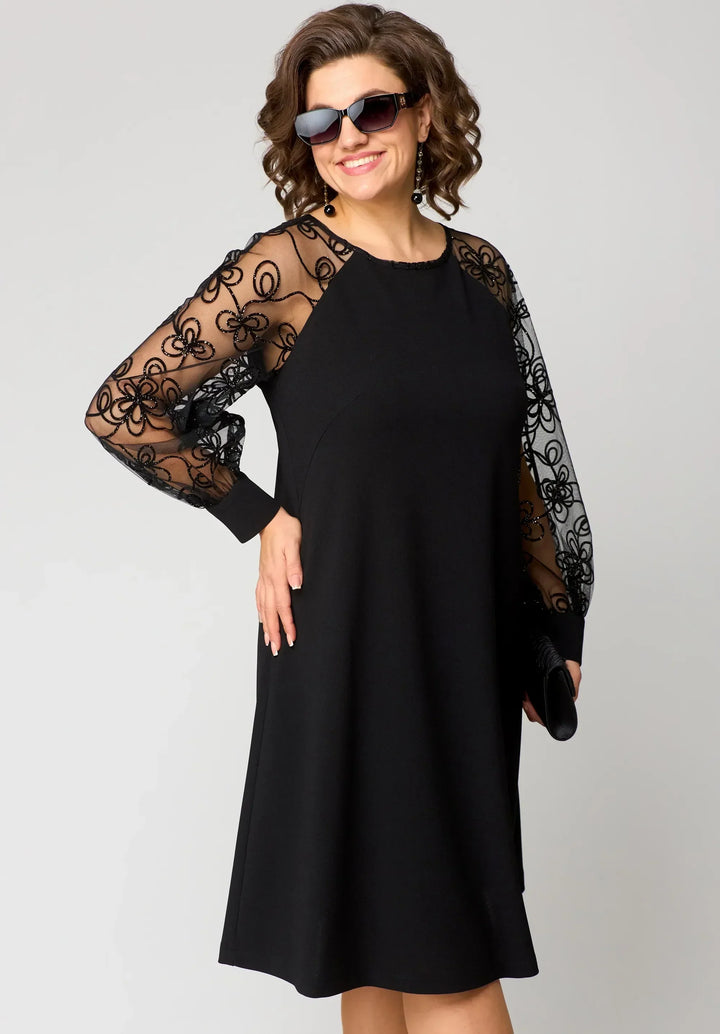 Women’s Elegant Dress with Embroidered Sleeves