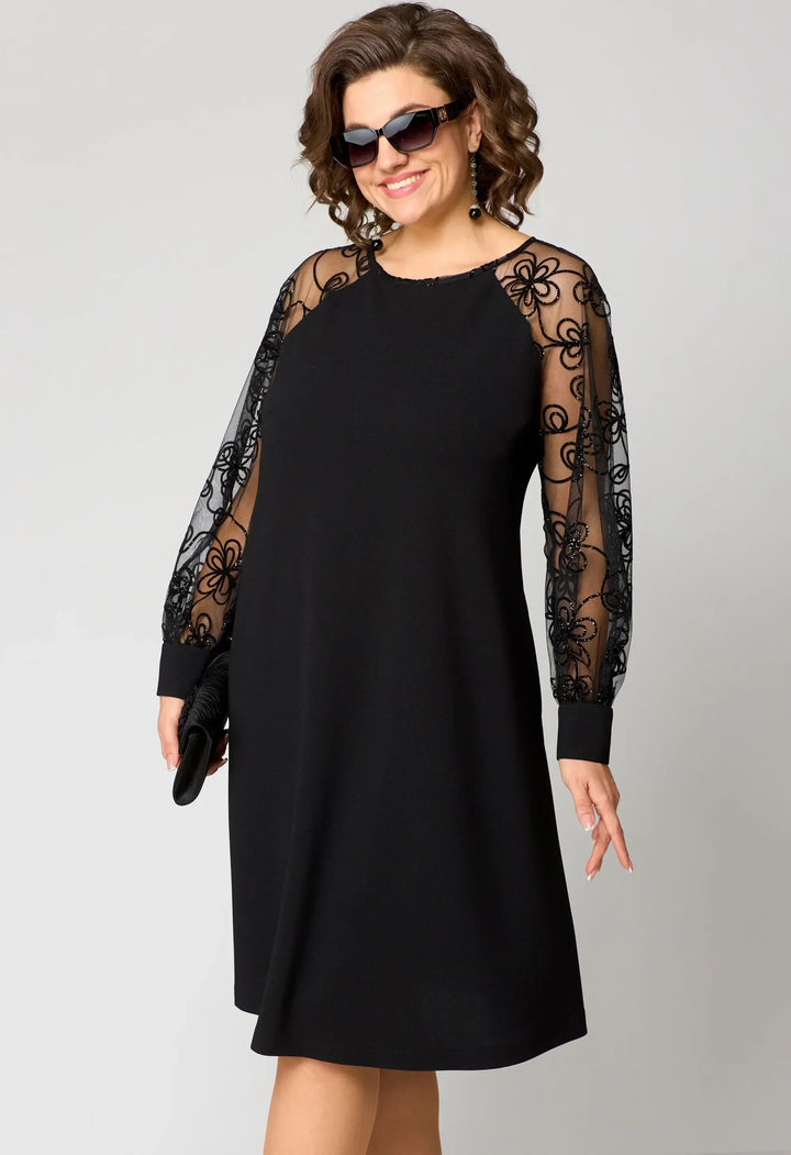 Women’s Elegant Dress with Embroidered Sleeves