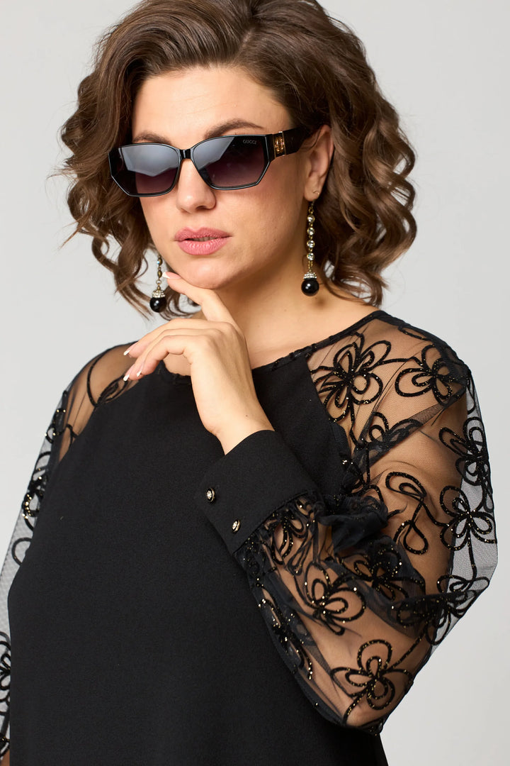 Women’s Elegant Dress with Embroidered Sleeves
