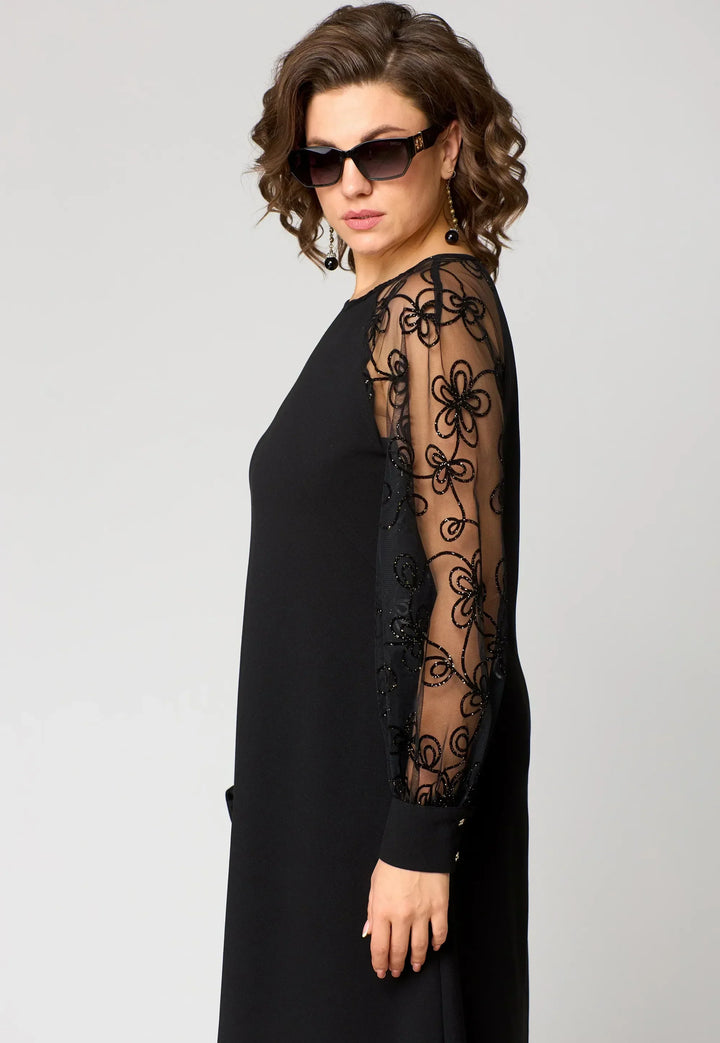 Women’s Elegant Dress with Embroidered Sleeves