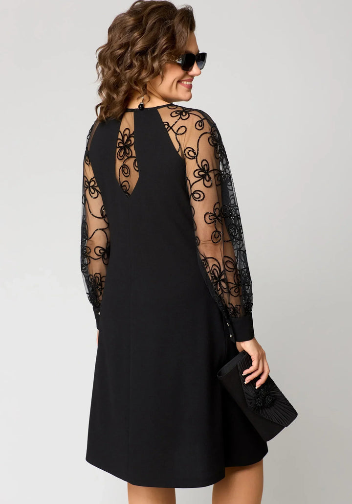Women’s Elegant Dress with Embroidered Sleeves