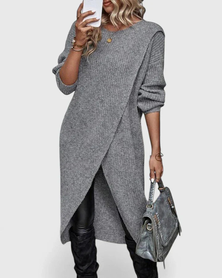 Women’s Elegant Sweater Dress with Wrap Front