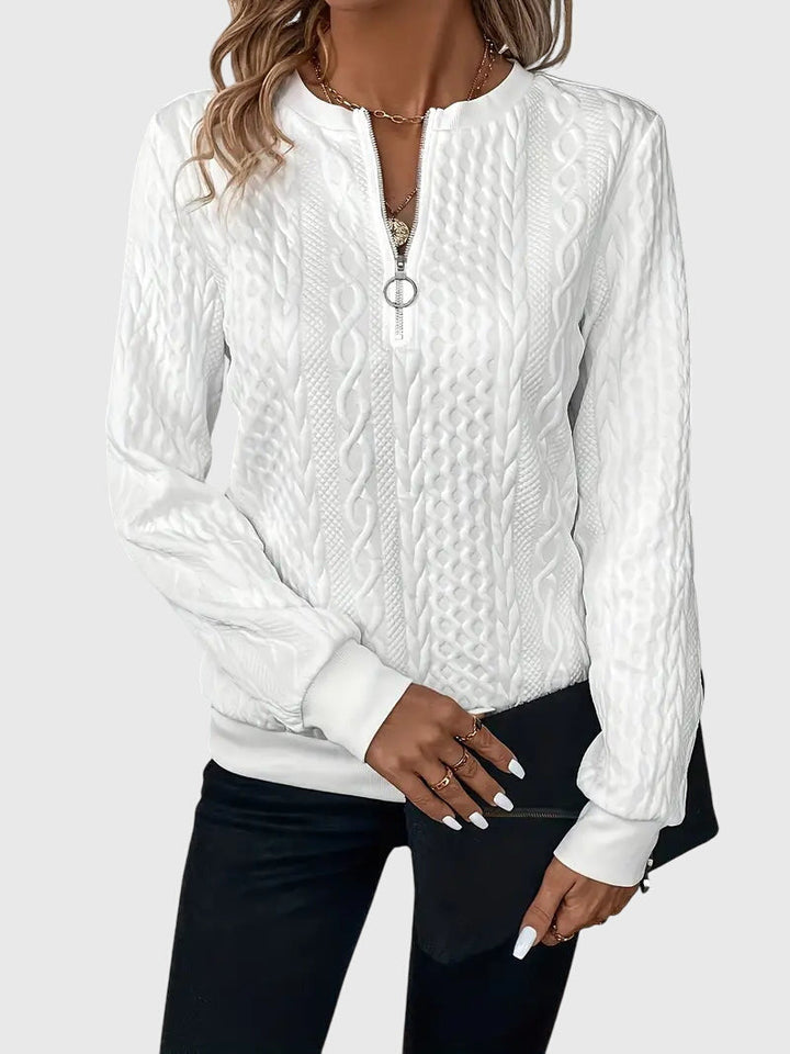 Nora | Women’s Cable Knit Sweater with Zipper