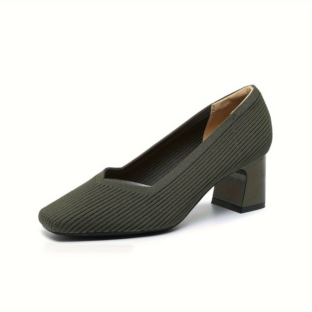 Women's Square Toe Chunky Low Heels