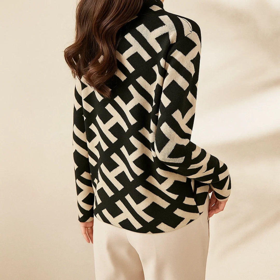 Vaeni | Women’s Elegant Sweater with Geometric Pattern