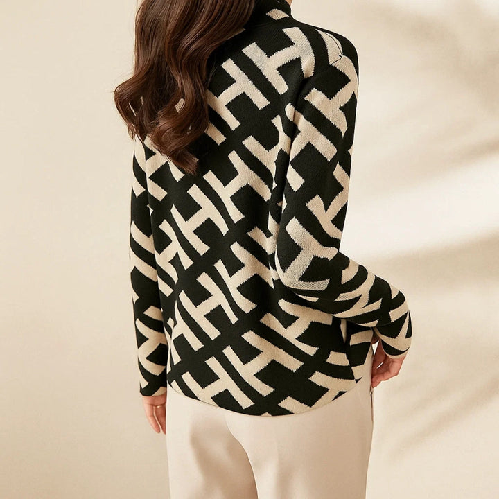 Vaeni | Women’s Elegant Sweater with Geometric Pattern